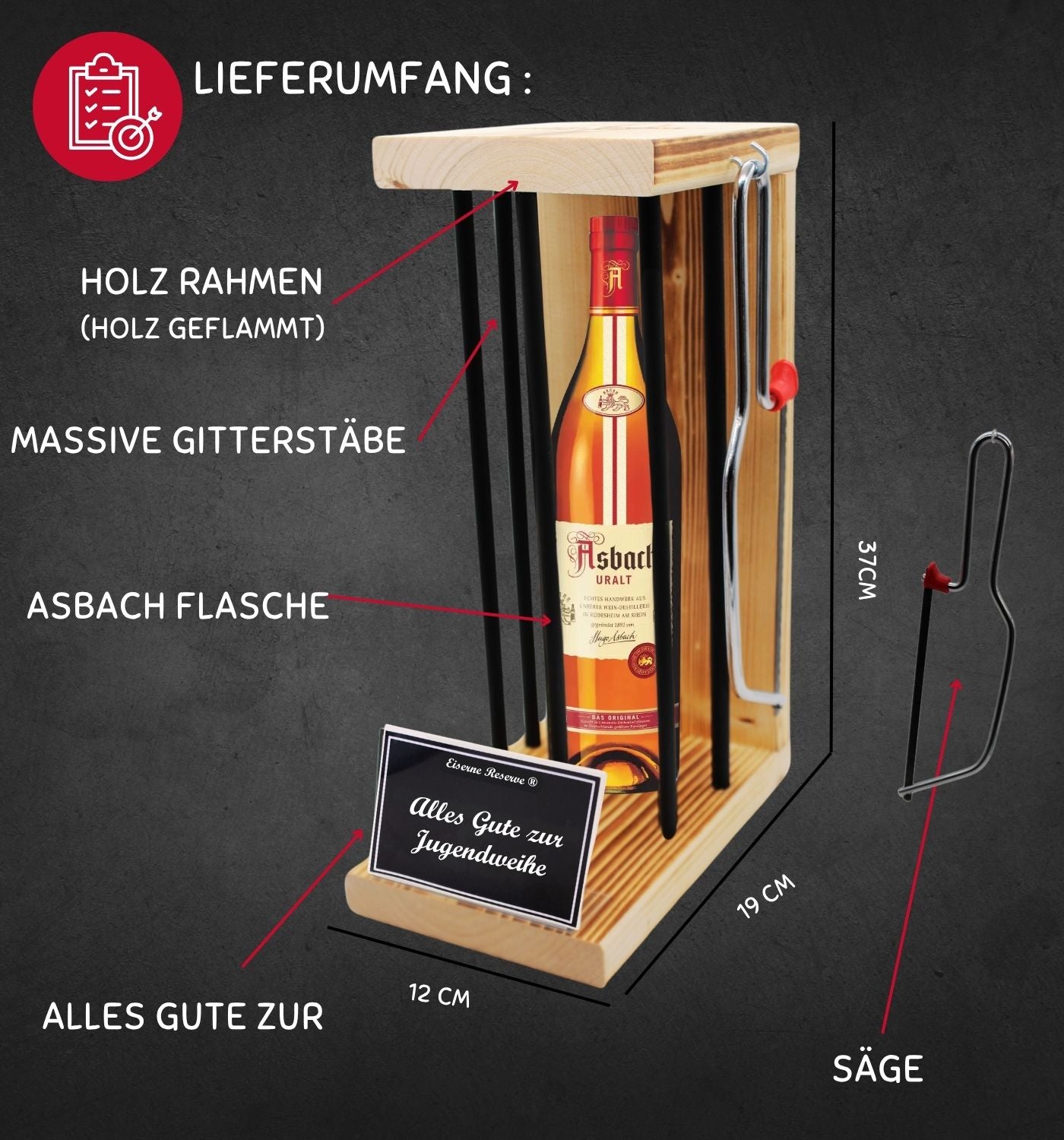 Asbach Uralt - Alles Gute zur Jugendweihe -Eiserne Reserve Gitterkäfig Geschenk zur Jugendweihe