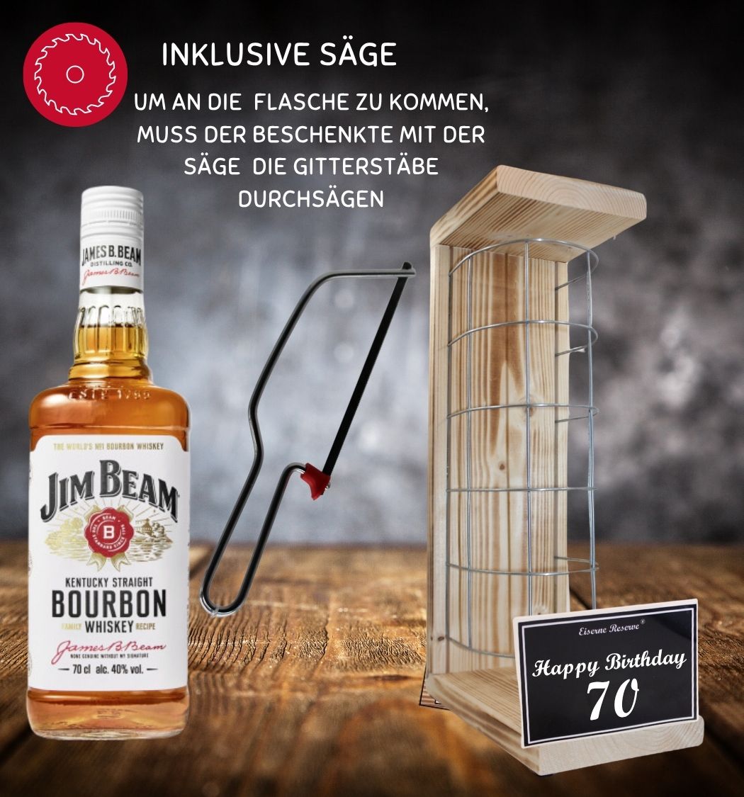 Jim Beam - 70 Happy Birthday - Eiserne Reserve Gitterkäfig Geschenk 70. Geburtstag