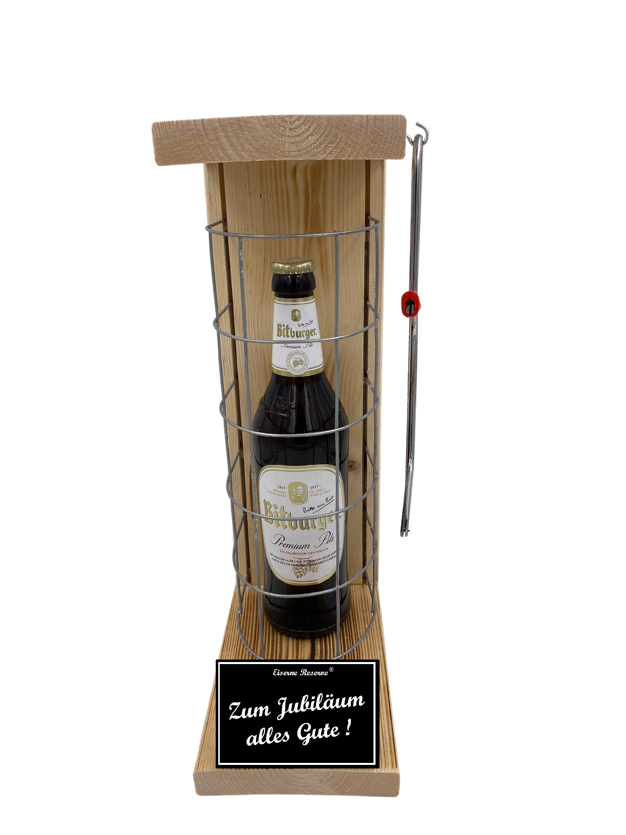 Bitburger Pils Eiserne Reserve Gitterkäfig Geschenk zum Jubiläum