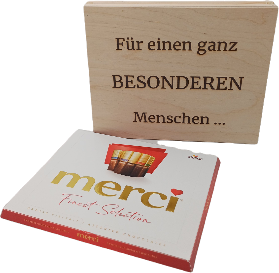 Merci Geschenkset Holzbox - Für einen ganz besonderen Menschen