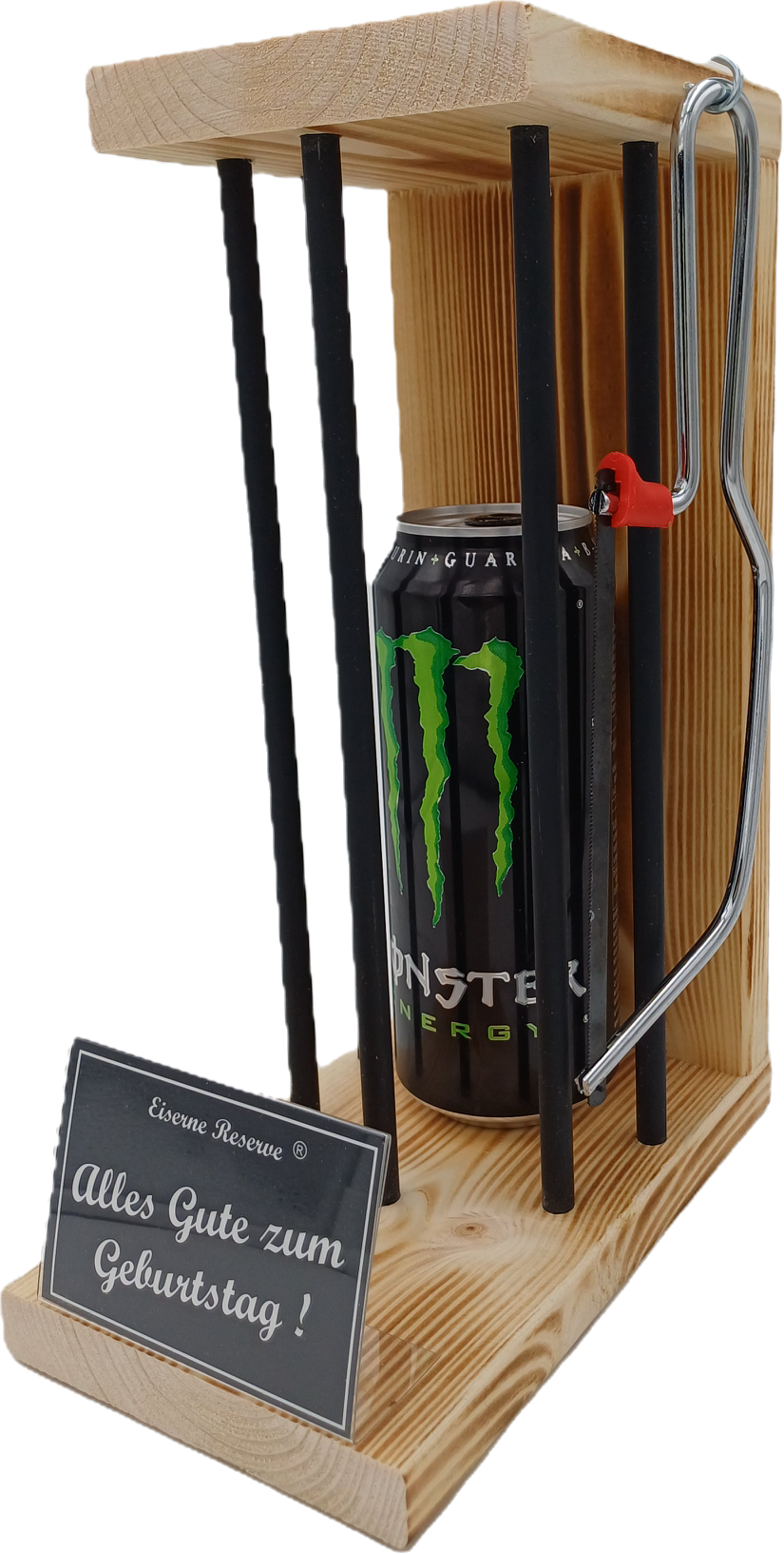 Monster Energy - Eiserne Reserve Black Edition - Alles Gute zum Geburtstag - incl. Säge zum zersägen der Stäbe - Die lustige Geschenkidee