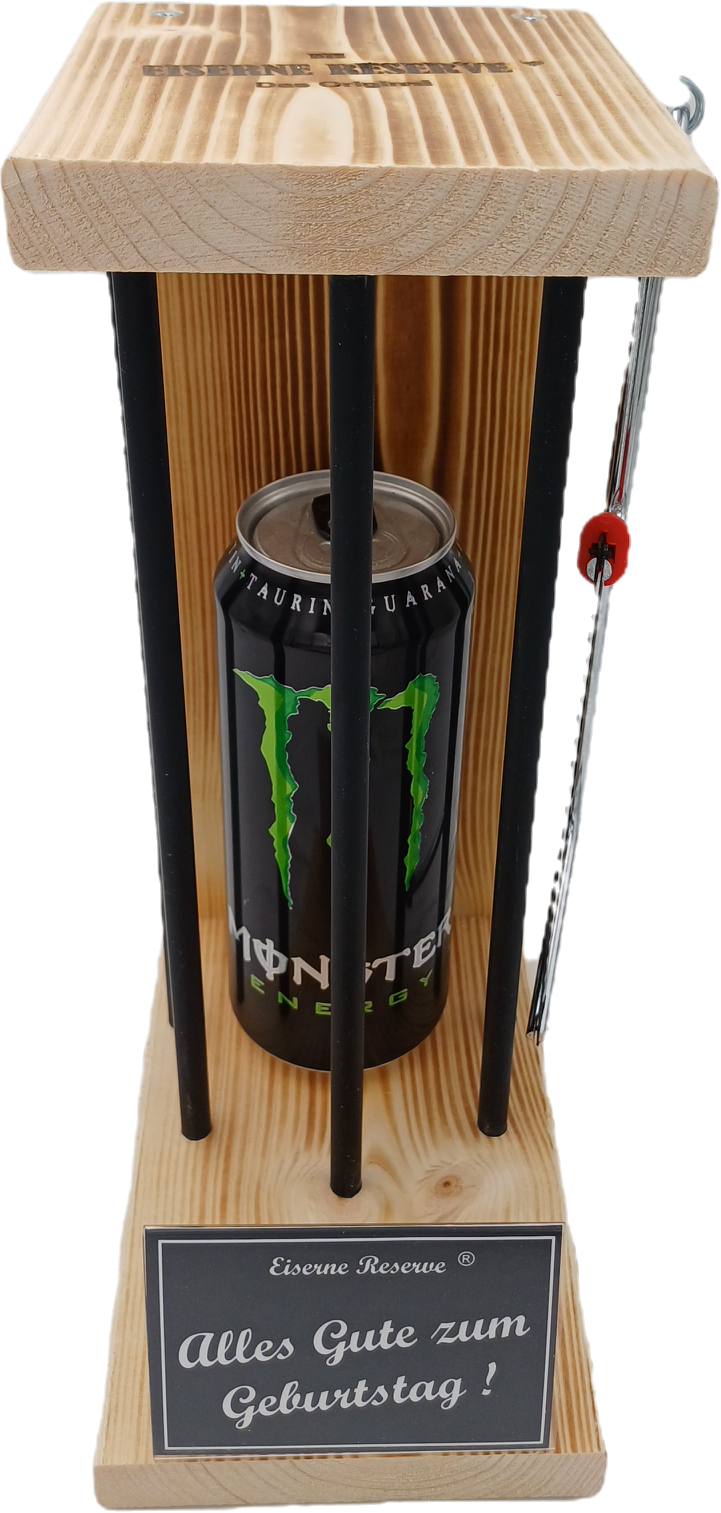 Monster Energy - Eiserne Reserve Black Edition - Alles Gute zum Geburtstag - incl. Säge zum zersägen der Stäbe - Die lustige Geschenkidee