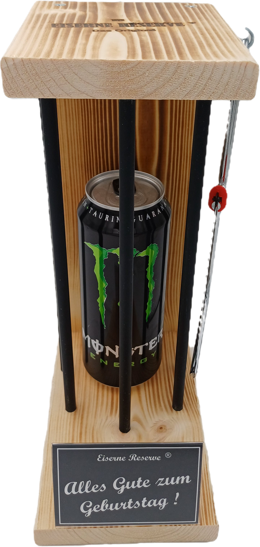 Monster Energy - Eiserne Reserve Black Edition - Alles Gute zum Geburtstag - incl. Säge zum zersägen der Stäbe - Die lustige Geschenkidee