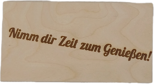 Holzbox mit Gravur, Nimm dir Zeit zum Genießen!" - Geschenkbox mit Kinder Riegel - nachhaltige Geschenkidee aus Holz - Schokolade Geschenk für Freunde, Familie & Kollegen