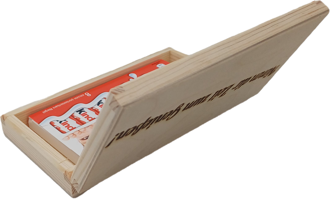 Holzbox mit Gravur, Nimm dir Zeit zum Genießen!" - Geschenkbox mit Kinder Riegel - nachhaltige Geschenkidee aus Holz - Schokolade Geschenk für Freunde, Familie & Kollegen