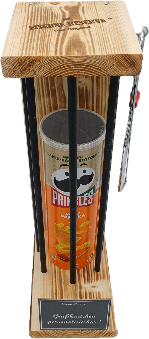 Pringles,Eiserne Reserve" - Lustiges Geschenk mit Säge zum Freisägen I Originelle Geschenkidee für Männer & Frauen I Geburtstag, Vatertag, Weihnachten, personalisierbar