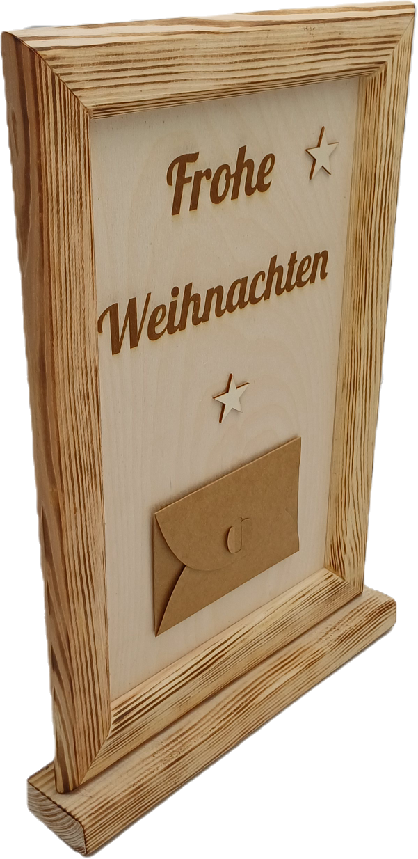 Geldgeschenk Weihnachten aus Holz mit Sternen - Geldschein- und Gutscheinhalter,Frohe Weihnachten
