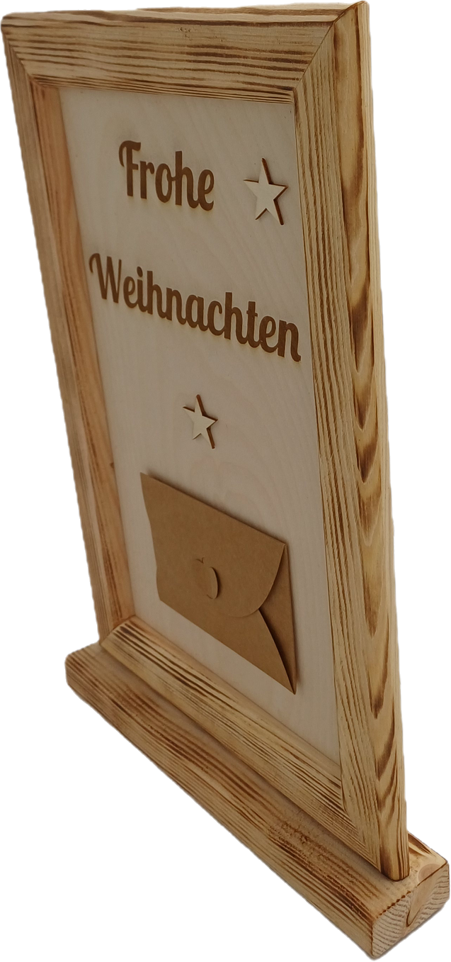 Geldgeschenk Weihnachten aus Holz mit Sternen - Geldschein- und Gutscheinhalter,Frohe Weihnachten