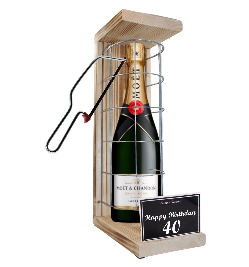 Moet - 40 Happy Birthday - Eiserne Reserve Gitterkäfig Geschenk 40. Geburtstag