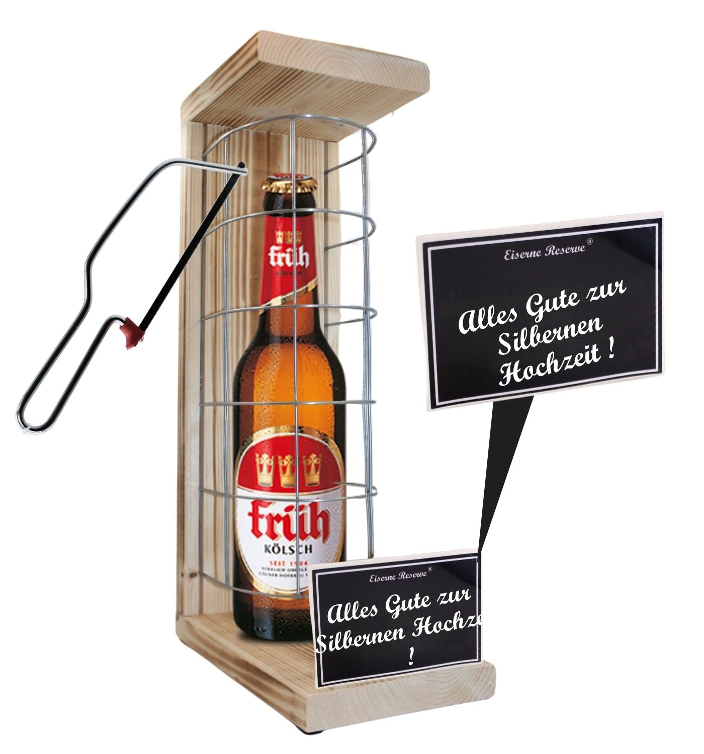 Früh Kölsch- Alles Gute zur Silbernen Hochzeit - Eiserne Reserve Gitterkäfig Bier Geschenk zur Silbernen Hochzeit