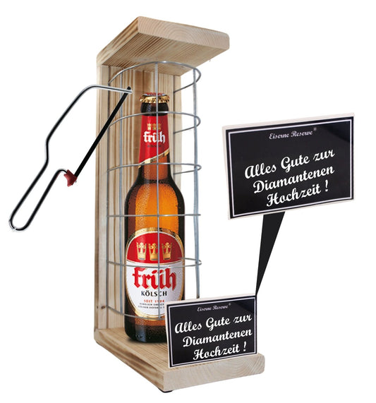 Früh Kölsch-Alles Gute zur Diamantenen Hochzeit - Eiserne Reserve Gitterkäfig Bier Geschenk zur Diamantenen Hochzeit