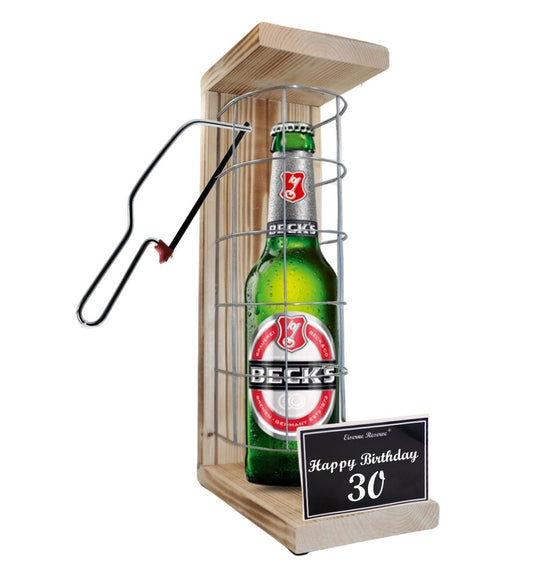 Becks Bier- 30 Happy Birthday - Eiserne Reserve Gitterkäfig Bier Geschenk 30. Geburtstag