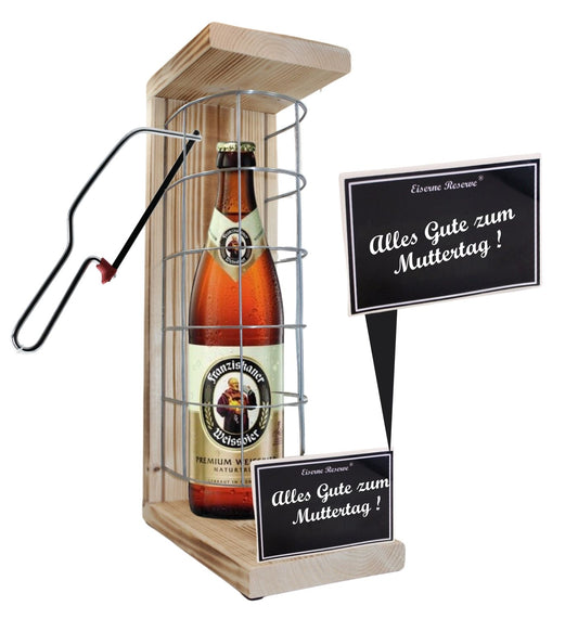 Franziskaner Weissbier- Alles Gute zum Muttertag - Eiserne Reserve Gitterkäfig Bier Geschenk zum Muttertag