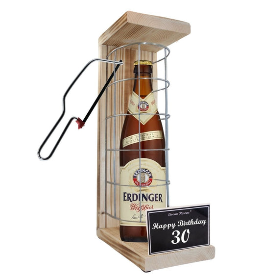 Erdinger Weißbier- 30 Happy Birthday - Eiserne Reserve Gitterkäfig Bier Geschenk 30. Geburtstag