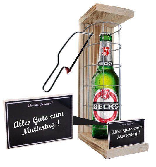 Becks Bier- Alles Gute zum Muttertag - Eiserne Reserve Gitterkäfig Bier Geschenk zum Muttertag