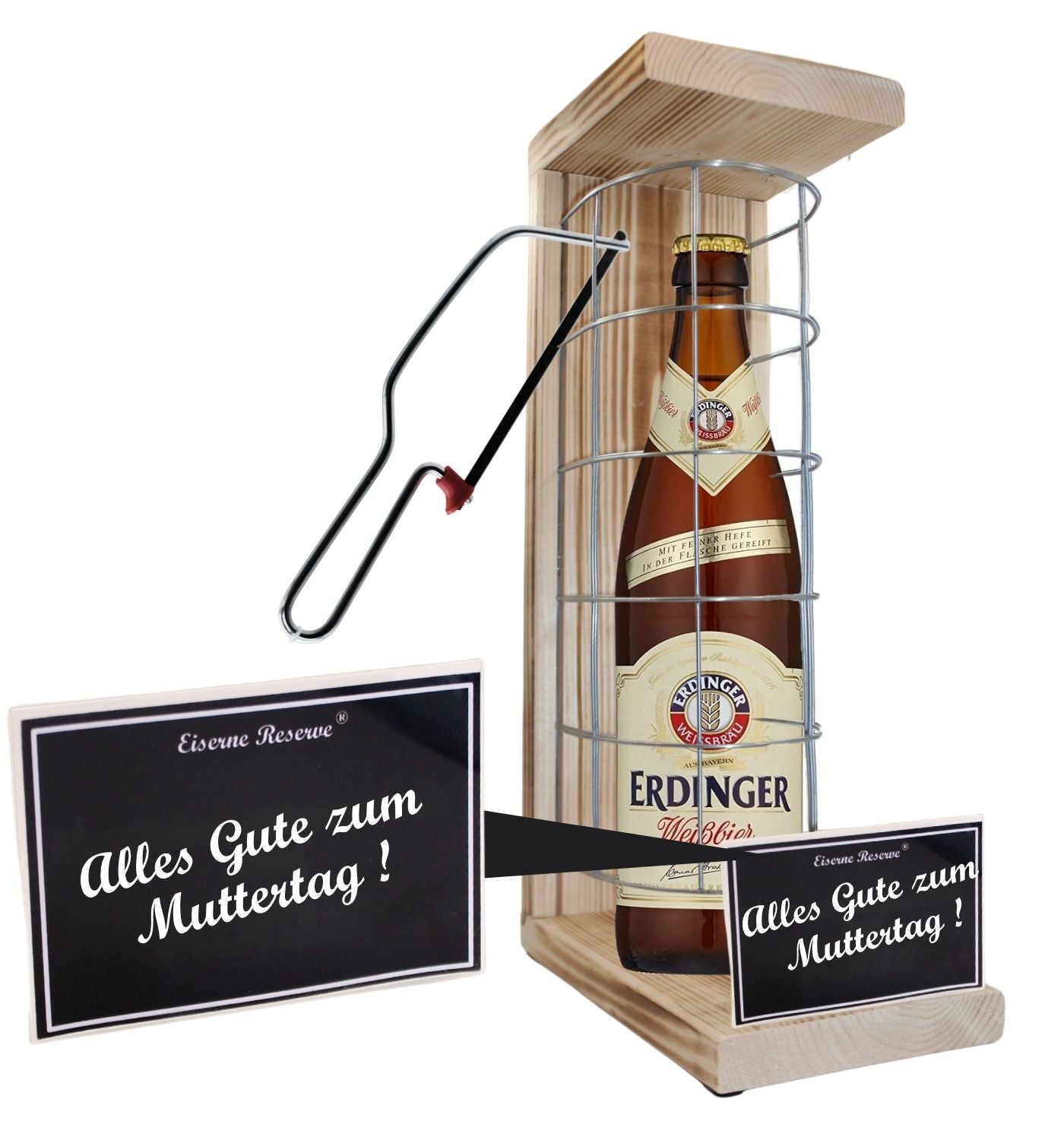 Erdinger Weißbier- Alles Gute zum Muttertag - Eiserne Reserve Gitterkäfig Bier Geschenk zum Muttertag