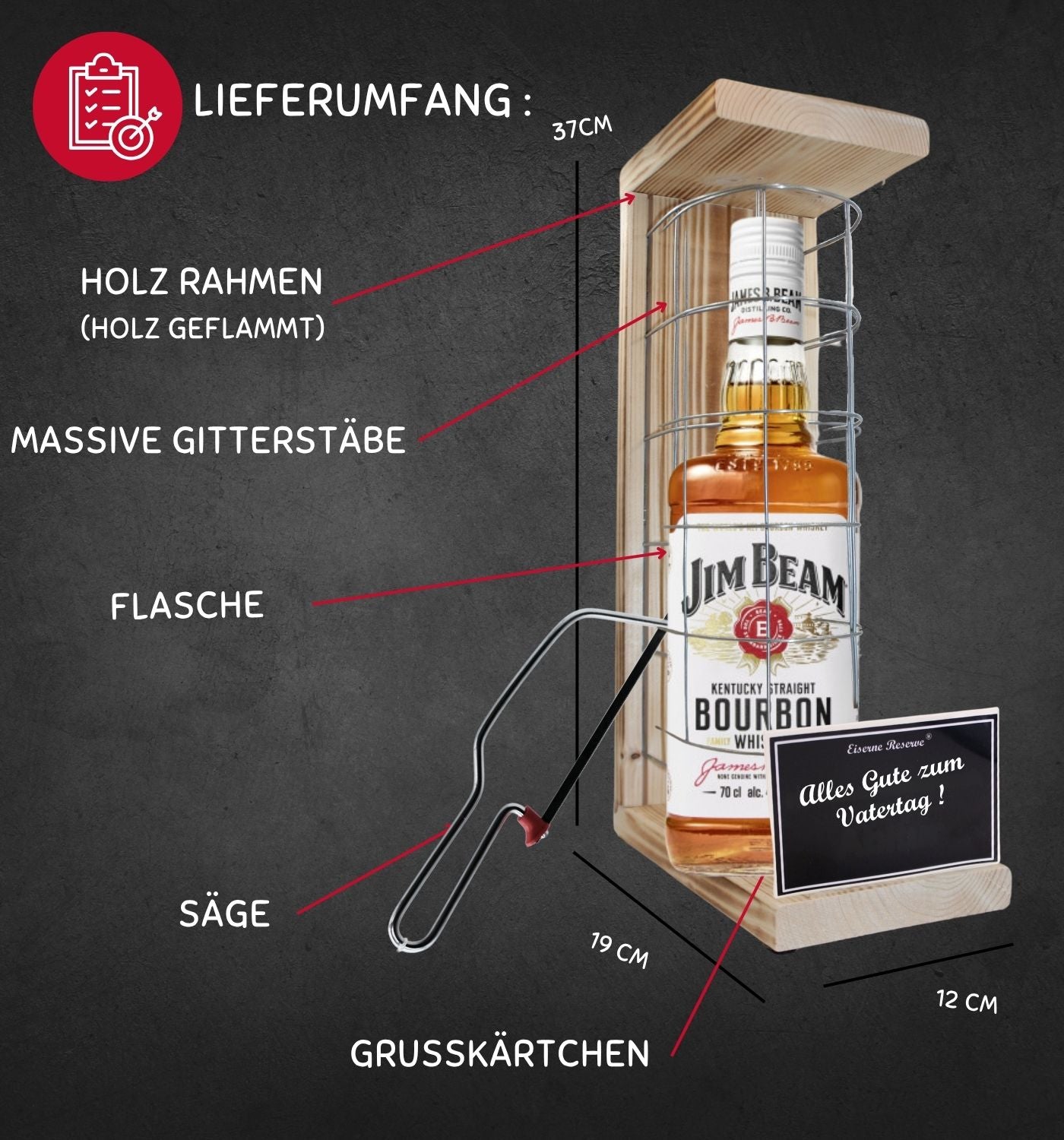 Jim Beam - Alles Gute zum Vatertag - Eiserne Reserve Gitterkäfig Geschenk zum Vatertag