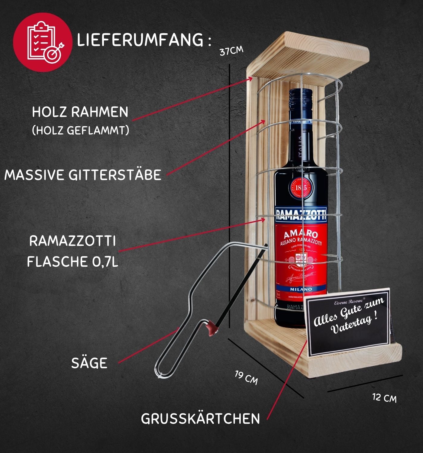 Ramazzotti - Alles Gute zum Vatertag - Eiserne Reserve Gitterkäfig Geschenk zum Vatertag