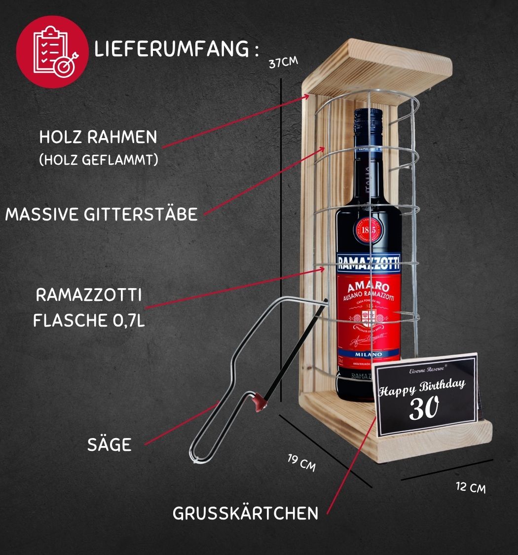 Ramazzotti - 30 Happy Birthday - Eiserne Reserve Gitterkäfig Geschenk 30. Geburtstag