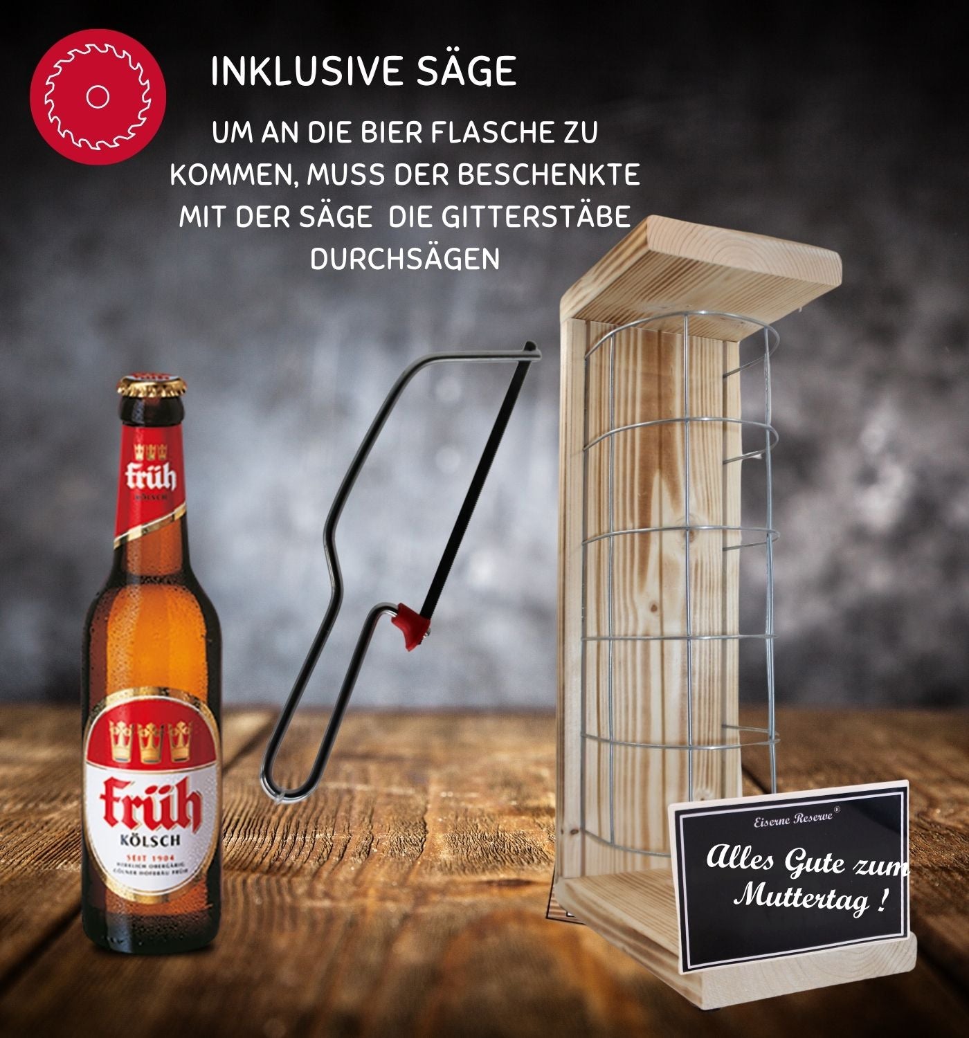 Früh Kölsch- Alles Gute zum Muttertag - Eiserne Reserve Gitterkäfig Bier Geschenk zum Muttertag