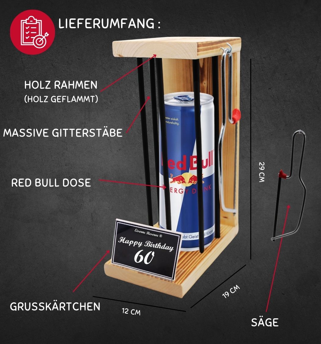 Red Bull - Eiserne Reserve - Happy Birthday 60 Geburtstag - Black Edition Red Bull - Geschenke zum 60 Geburtstag