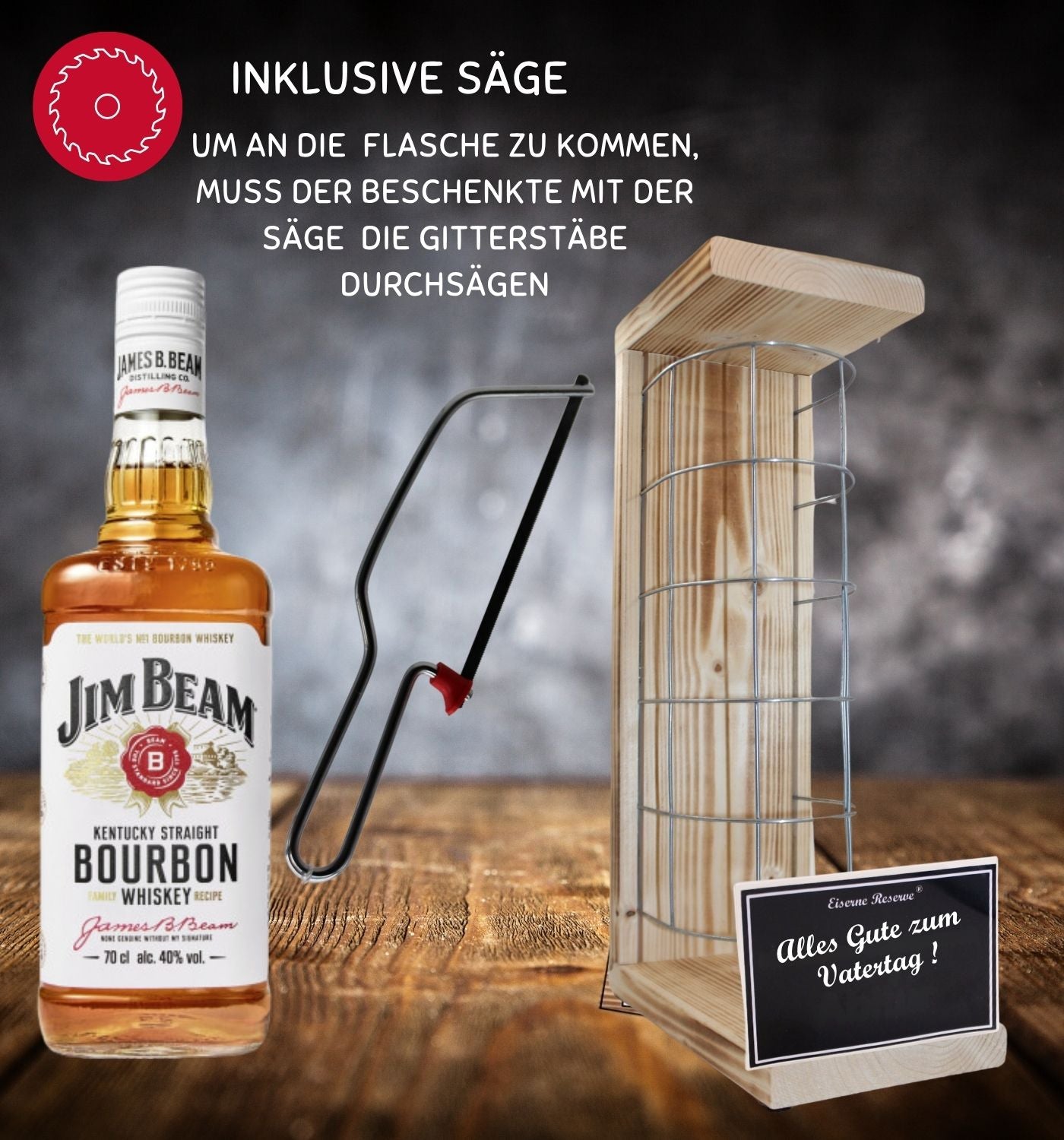 Jim Beam - Alles Gute zum Vatertag - Eiserne Reserve Gitterkäfig Geschenk zum Vatertag