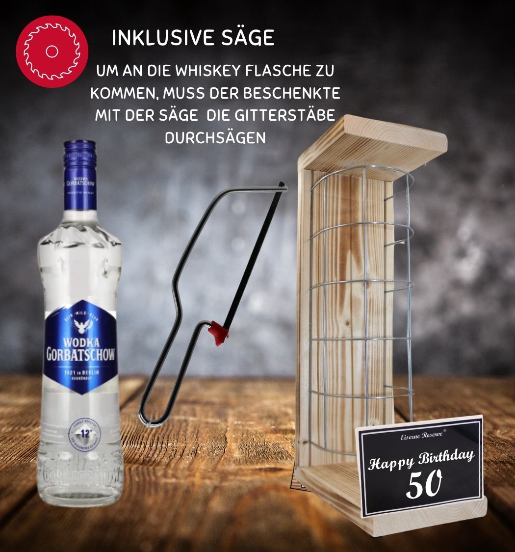 Wodka - 50 Happy Birthday - Eiserne Reserve Gitterkäfig Geschenk 50. Geburtstag