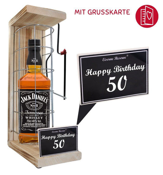 Jack Daniels - 50 Happy Birthday - Eiserne Reserve Gitterkäfig Geschenk 50. Geburtstag