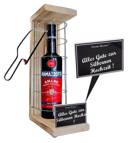 Ramazzotti - Alles Gute zur Silbernen Hochzeit - Eiserne Reserve Gitterkäfig Geschenk zur Silbernen Hochzeit