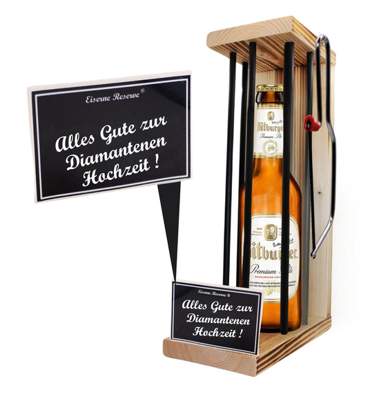 Bitburger Pils - Alles Gute zur Diamantenen Hochzei - Eiserne Reserve Black Edition - Geschenk zur Diamanten Hochzeit