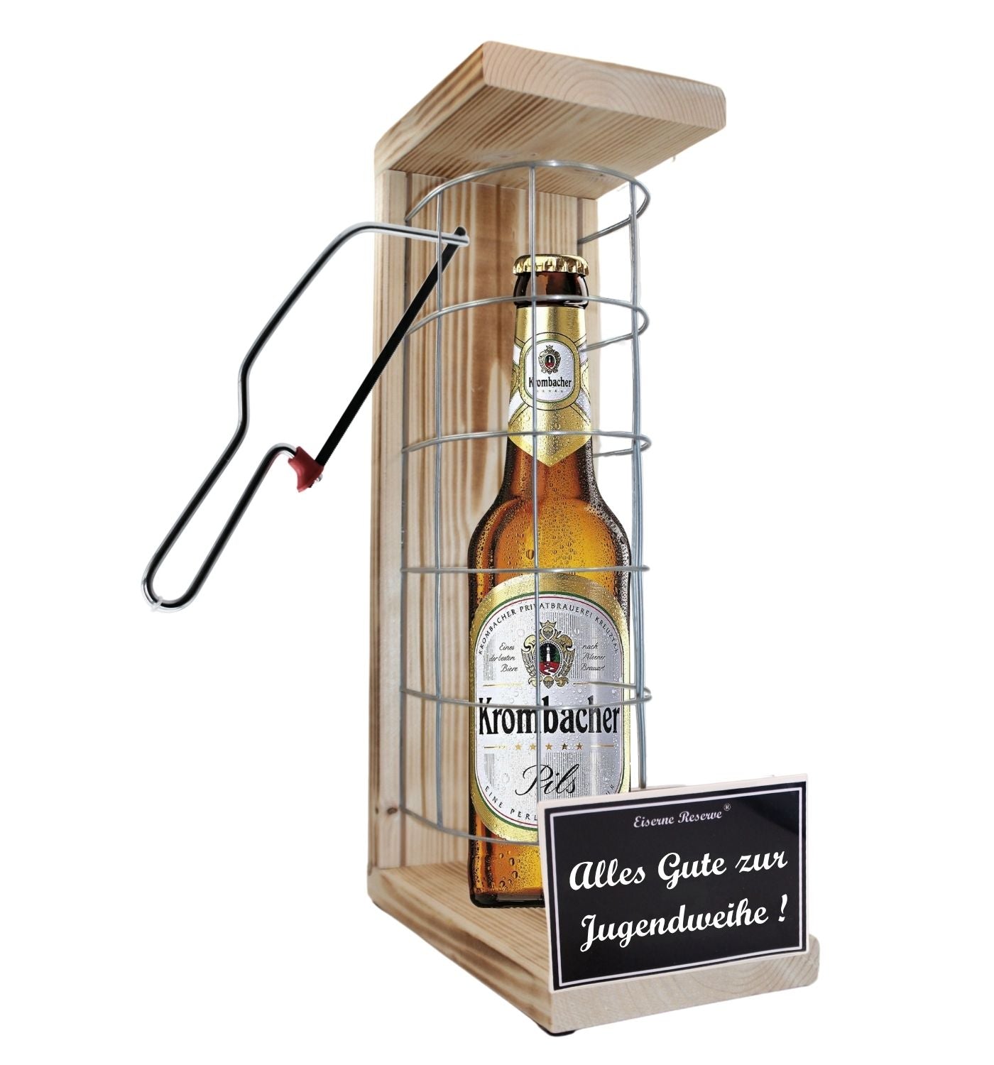 Krombacher Pils - Alles Gute zur Jugendweihe -Eiserne Reserve Gitterkäfig Bier Geschenk zur Jugendweihe