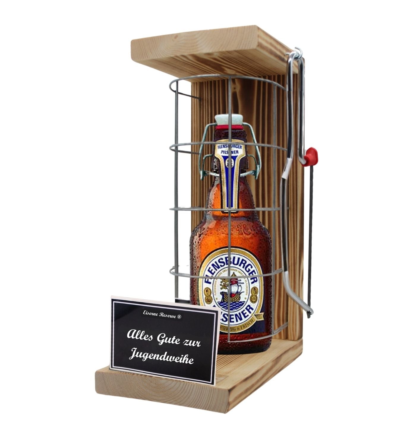 Flensburger Pilsener - Alles Gute zur Jugendweihe -Eiserne Reserve Gitterkäfig Bier Geschenk zur Jugendweihe