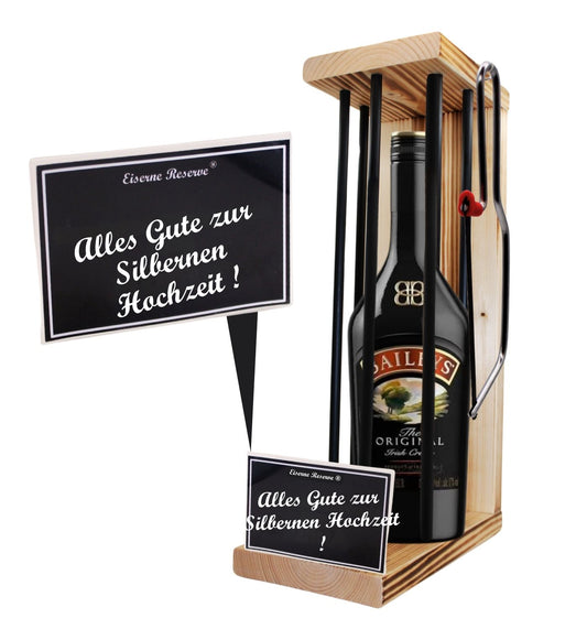 Baileys - Alles Gute zur Silbernen Hochzeit - Eiserne Reserve Black Edition - Geschenk zur Silbernen Hochzeit