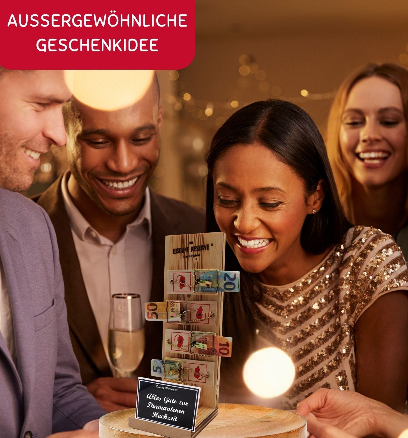 Alles Gute zur Diamantenen Hochzeit - Eiserne Reserve Mausefalle Geldgeschenk zur Diamantenen Hochzeit