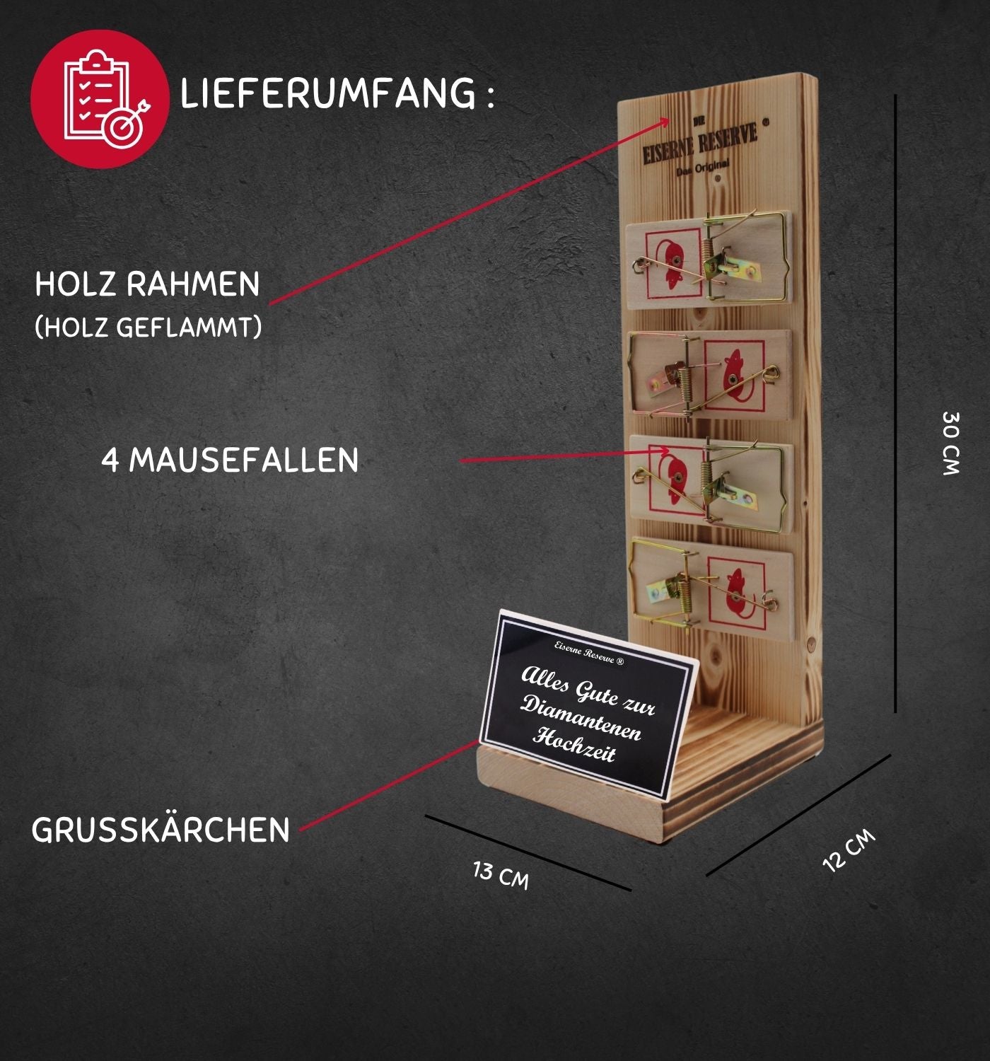 Alles Gute zur Diamantenen Hochzeit - Eiserne Reserve Mausefalle Geldgeschenk zur Diamantenen Hochzeit
