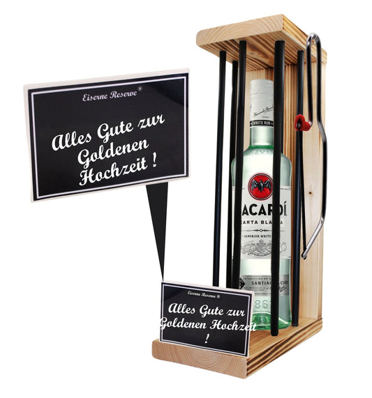 Bacardi - Alles Gute zur Goldenen Hochzeit - Eiserne Reserve Black Edition - Geschenk zur Goldenen Hochzeit
