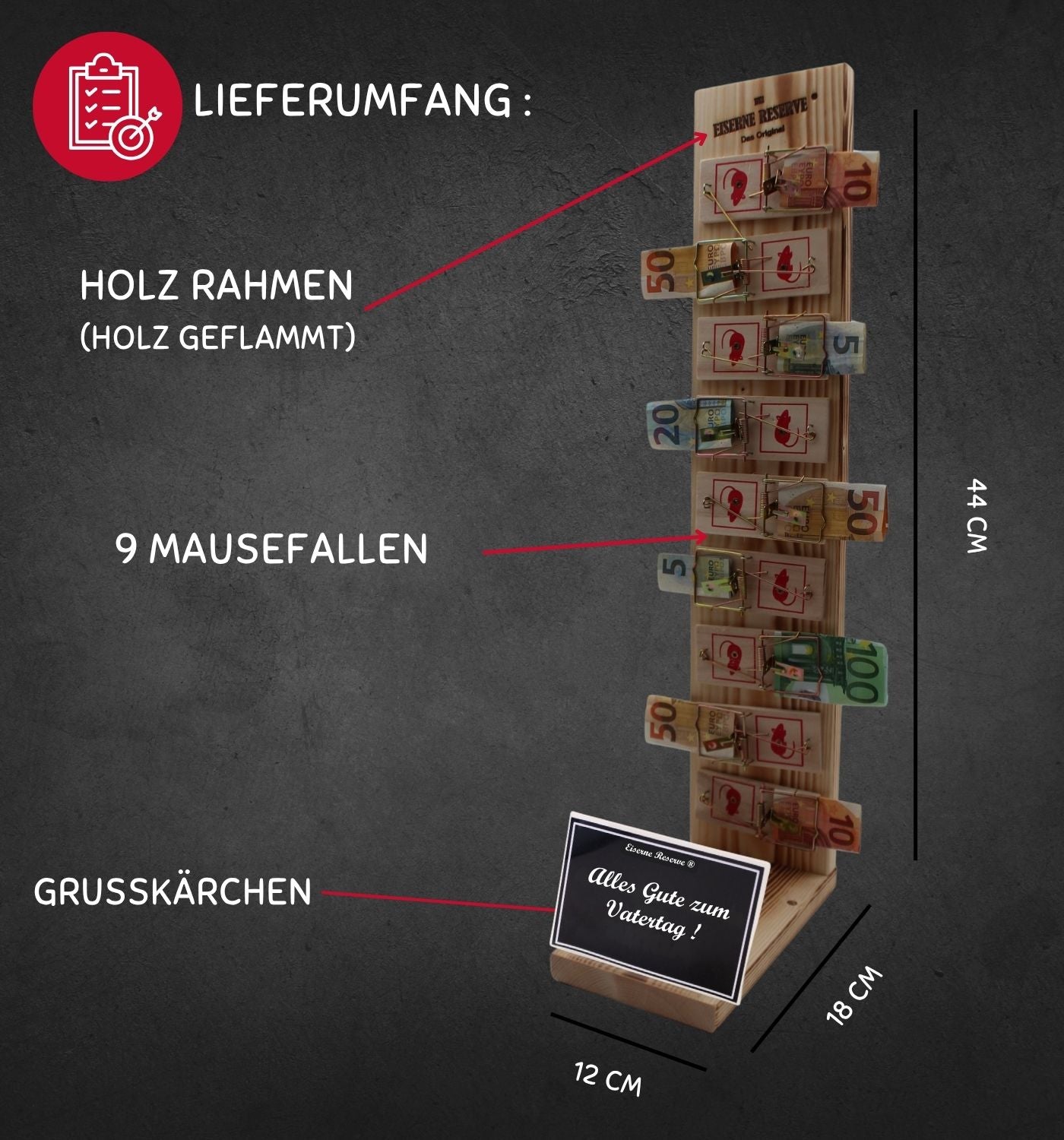 Alles Gute zum Vatertag - Eiserne Reserve - Mausefalle Deluxe Geldgeschenk - Geld verschenken