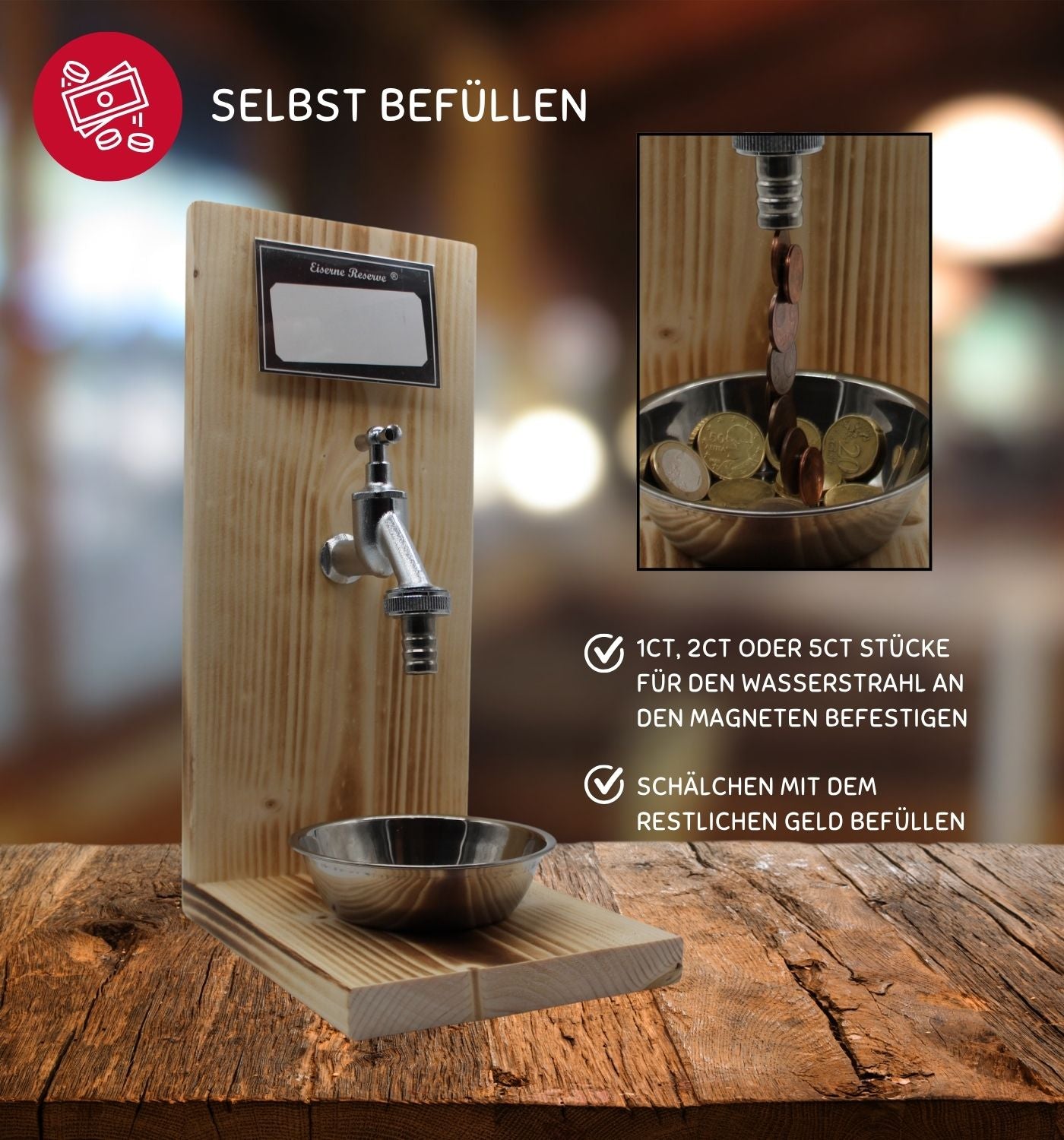 Alles Gute zur Diamantenen Hochzeit - Eiserne Reserve Geldhahn - Geburtstag Geldgeschenk - Geld verschenken