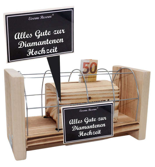 Alles Gute zur Diamantenen Hochzeit - Eiserne Reserve Gitterbox Geldgeschenk zur Diamantenen Hochzeit