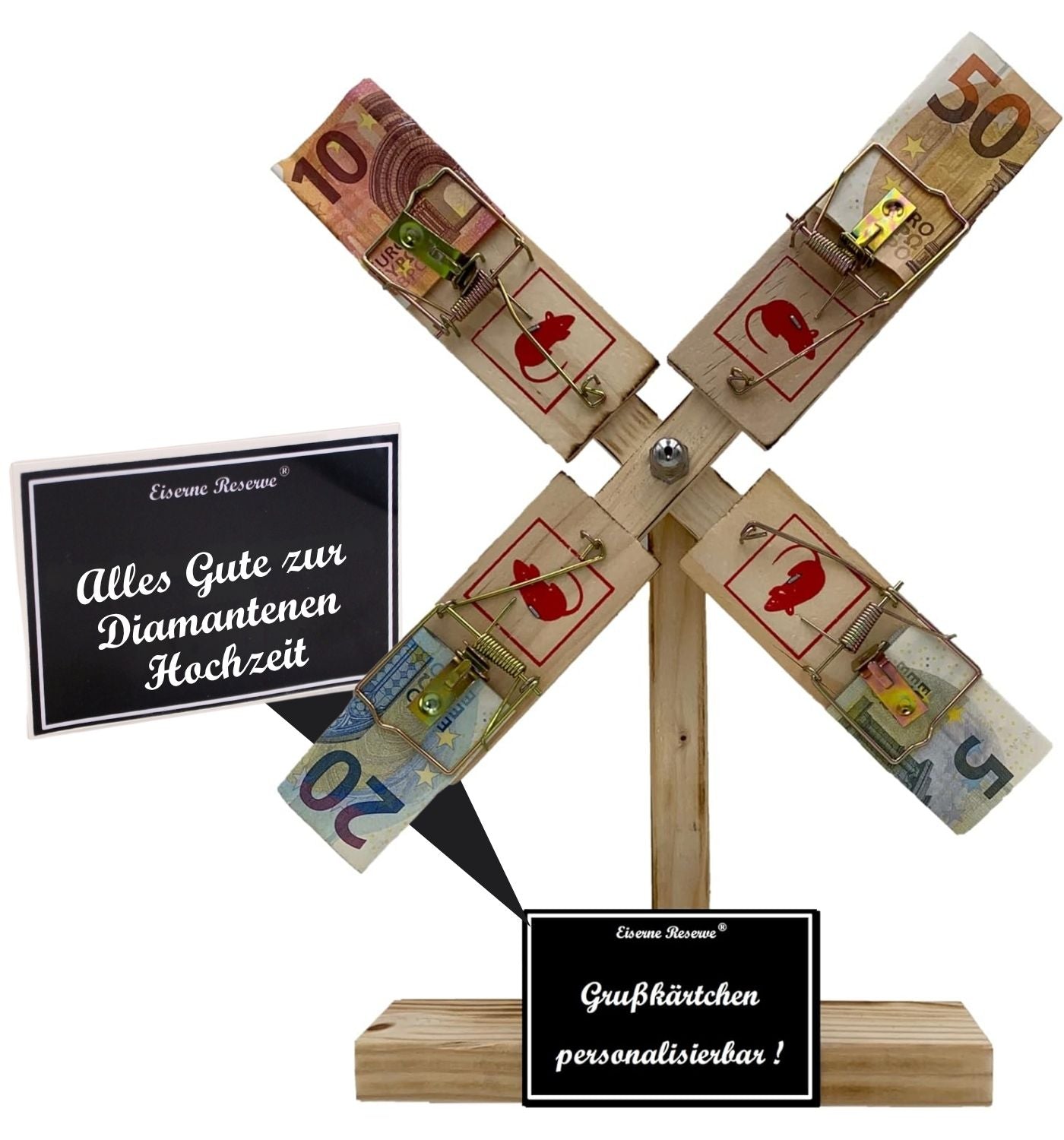 Alles Gute zur Diamantene Hochzeit - Eiserne Reserve Windmühle - Geld verschenken