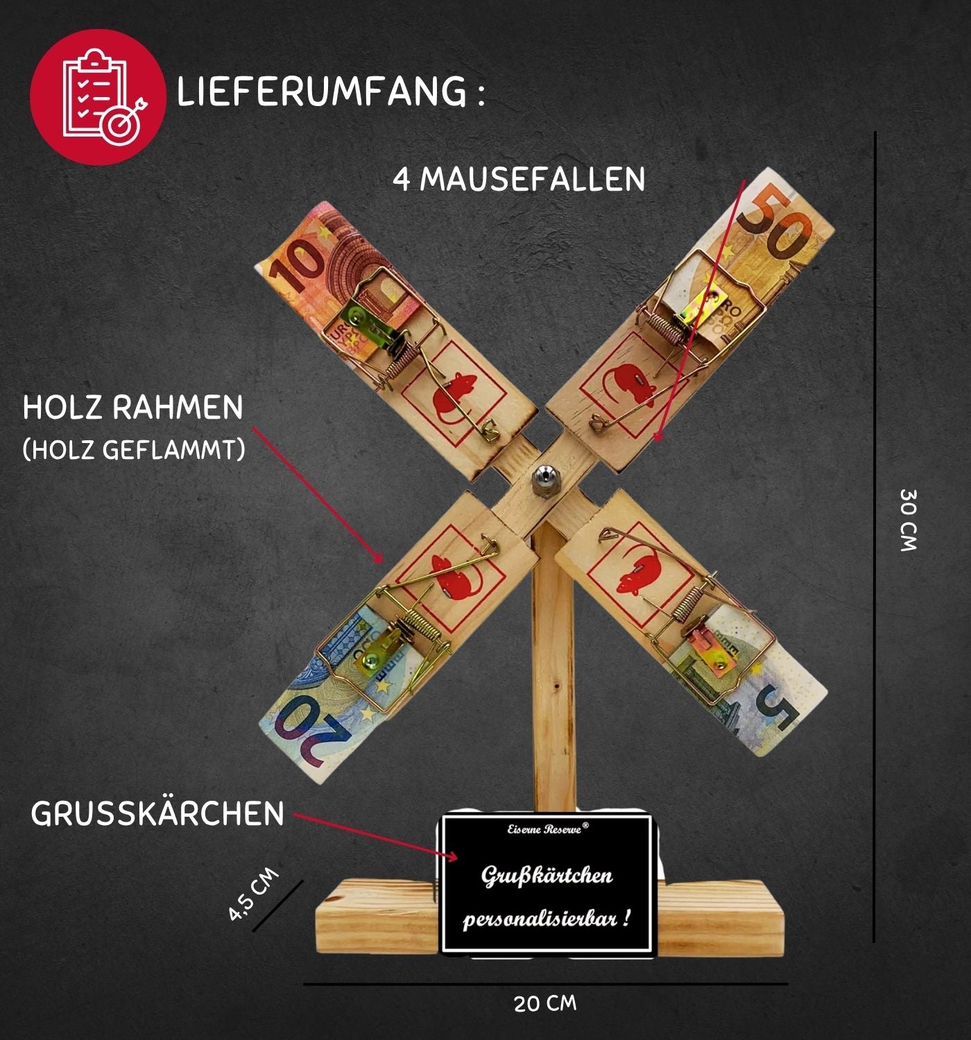 Alles Gute zur Diamantene Hochzeit - Eiserne Reserve Windmühle - Geld verschenken