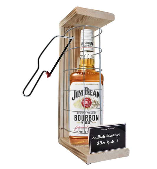 Jim Beam - Endlich Rentner Alles Gute - Eiserne Reserve Gitterkäfig Geschenk zum Ruhestand