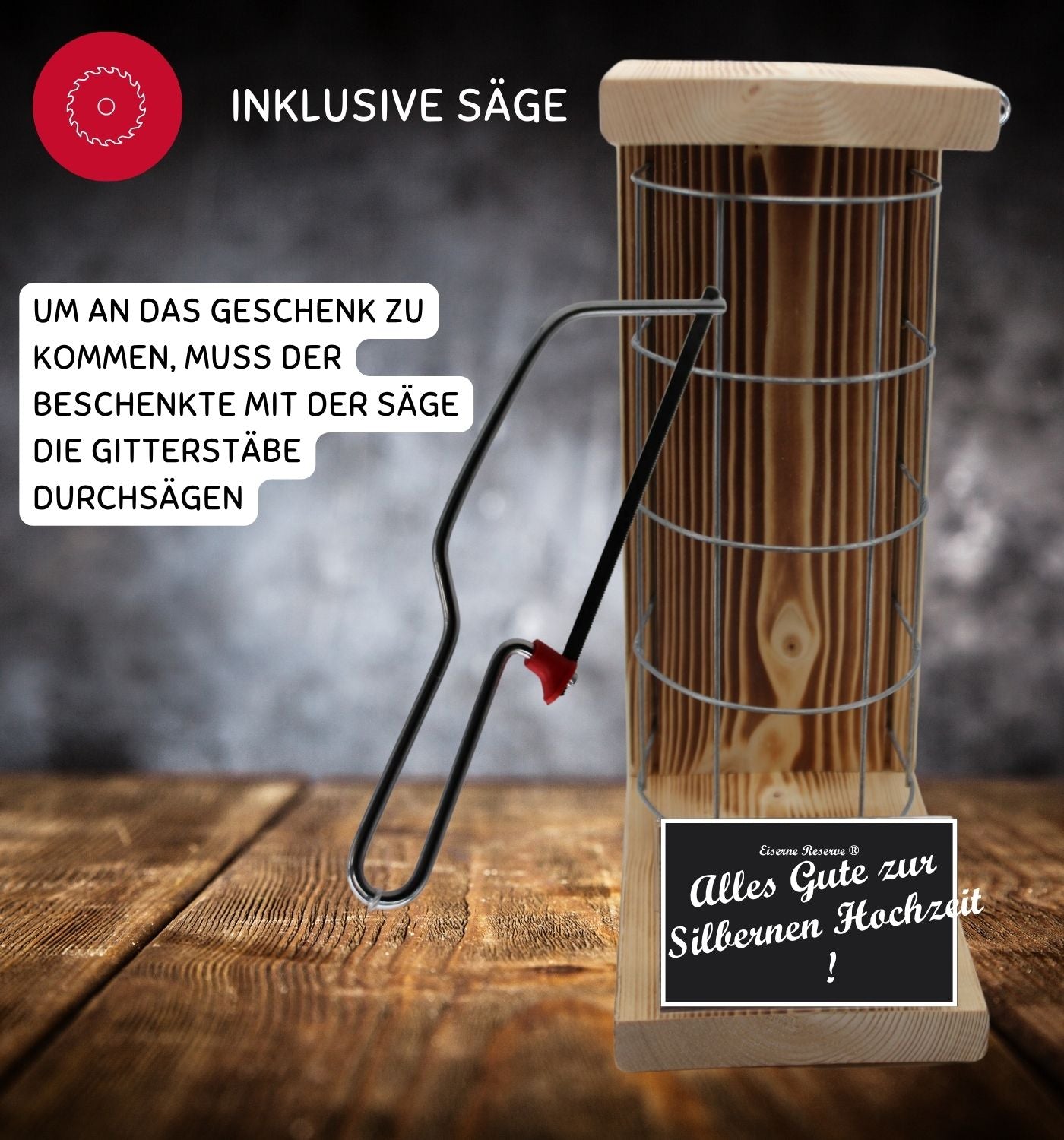 Jägermeister - Alles Gute zur Silbernen Hochzeit - Eiserne Reserve Gitterkäfig Bier Geschenk zur Silbernen Hochzeit