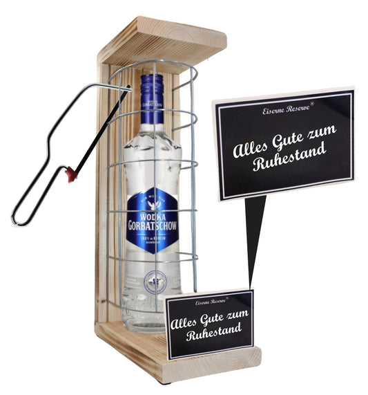 Wodka - Alles Gute zum wohlverdienten Ruhestand - Eiserne Reserve Gitterkäfig Geschenk zum Ruhestand