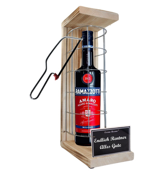 Ramazzotti - Endlich Rentner Alles Gute - Eiserne Reserve Gitterkäfig Geschenk zum Ruhestand