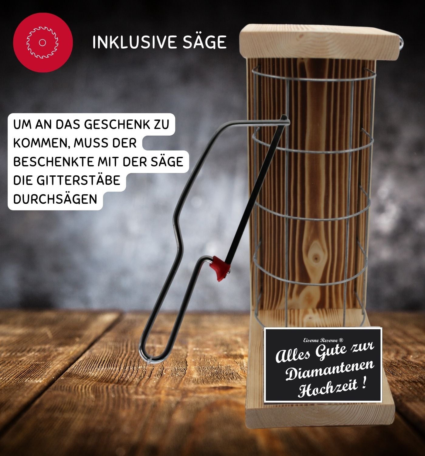 Jägermeister -Alles Gute zur Diamantenen Hochzeit - Eiserne Reserve Gitterkäfig Bier Geschenk zur Diamantenen Hochzeit