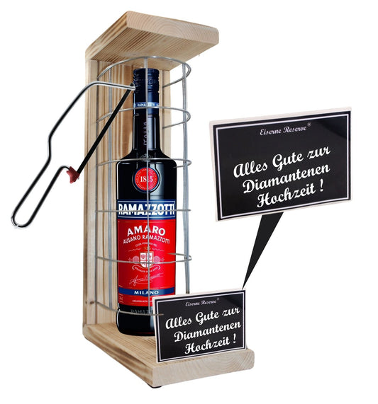Ramazzotti -Alles Gute zur Diamantenen Hochzeit - Eiserne Reserve Gitterkäfig Geschenk zur Diamantenen Hochzeit