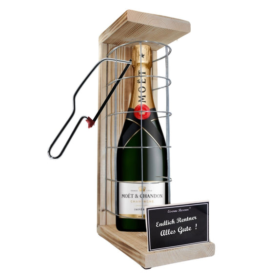 Moet - Endlich Rentner Alles Gute - Eiserne Reserve Gitterkäfig Geschenk zum Ruhestand