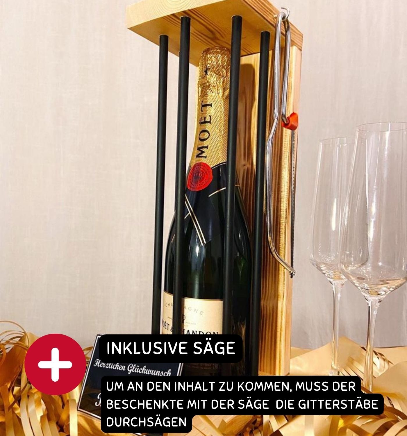 Moet - Endlich Rentner Alles Gute - Eiserne Reserve Gitterkäfig Geschenk zum Ruhestand