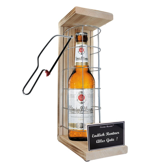 König Pilsener - Endlich Rentner Alles Gute - Eiserne Reserve Gitterkäfig Bier Geschenk zum Ruhestand